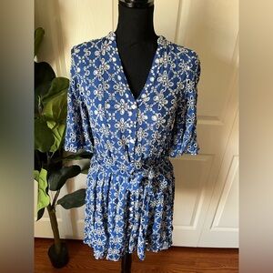 Zara Blue and white eyelet dress size xs